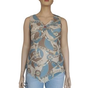 Large Beige and Blue Hippie Chic Motherhood Tank